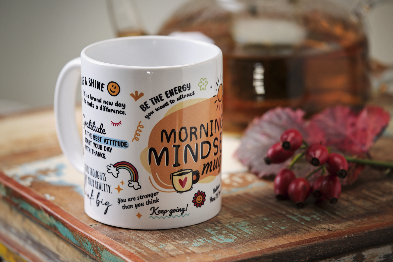 Tasse mit Buddha-Motiv und Buddha-Zitat