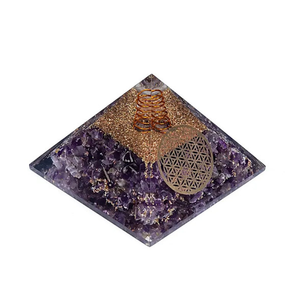 Orgonit Pyramide Amethyst Blume des Lebens